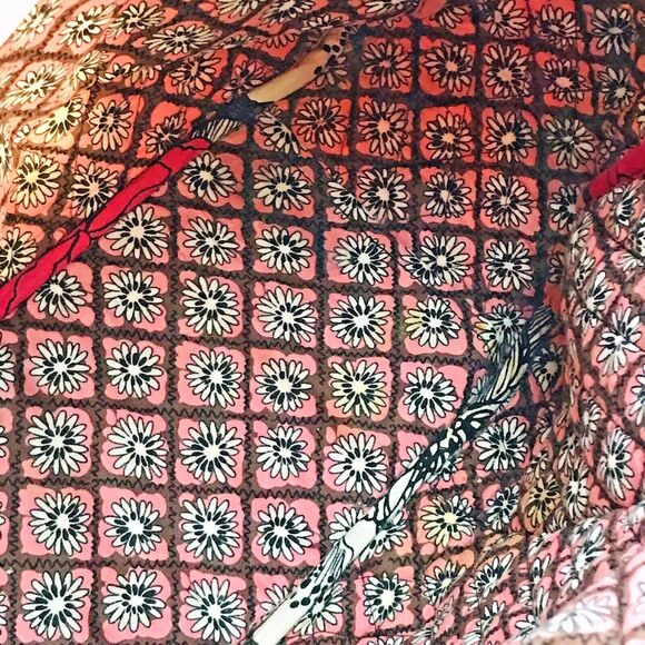 Vera Bradley Mocha Rouge Large Pink Floral Tote Quilted  Cotton Shoulder Bag - Picture 10 of 11